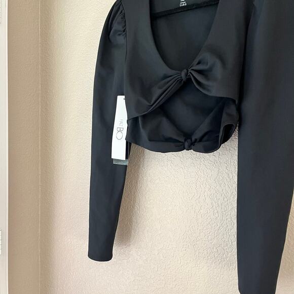 New PatBo Long Sleeve Cut-Out Top Stretch Active Black Large NWT - Picture 5 of 9